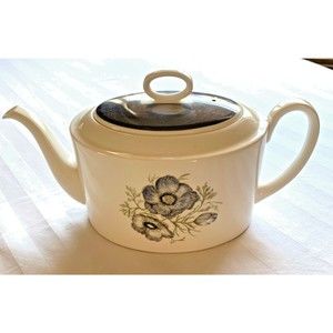 VTG RARE 1960s Susie Cooper Glen Mist Blue & Gray Poppies Oval Tea Pot~England